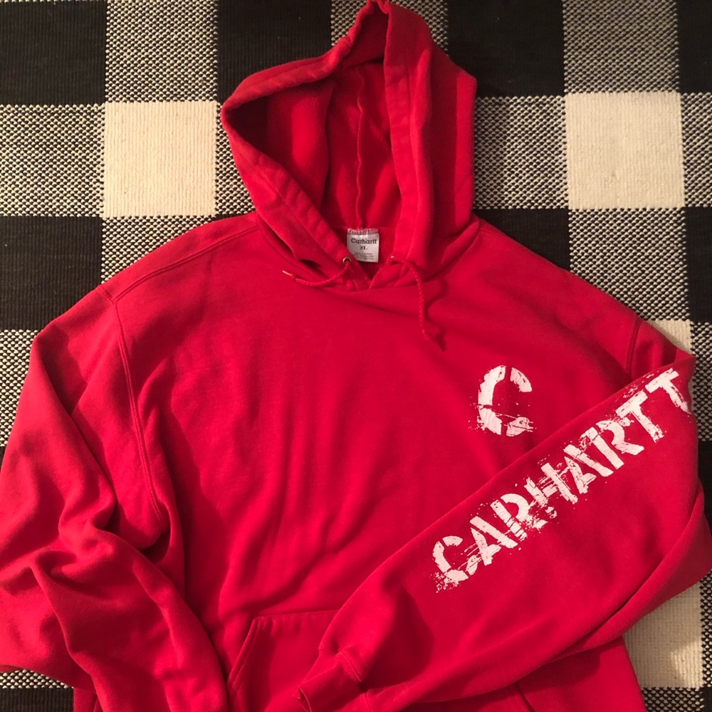 Men’s Carhartt red rugged wear hoodie